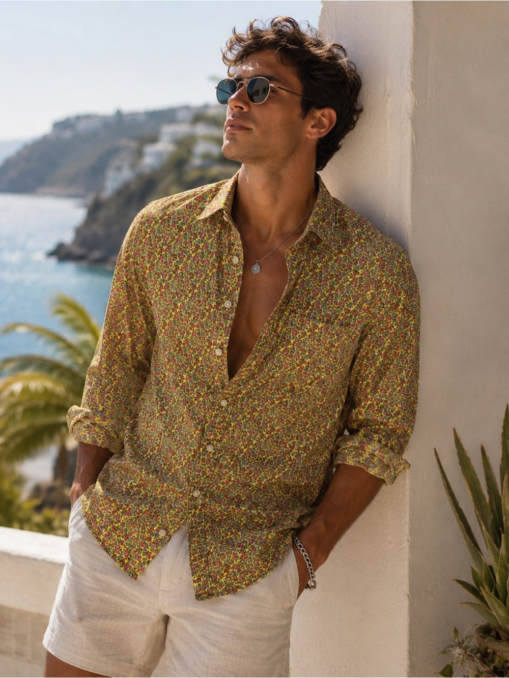 VINTAGE POLO RALPH LAUREN FLOWER ALLOVER PRINT LONGSLEEVE BUTTON DOWN - Picture 1 of 5